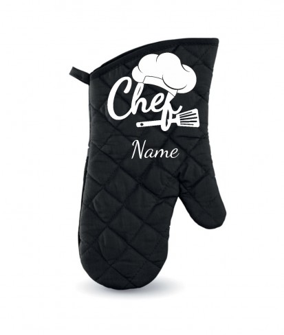 Personalised Black Chef Oven Glove